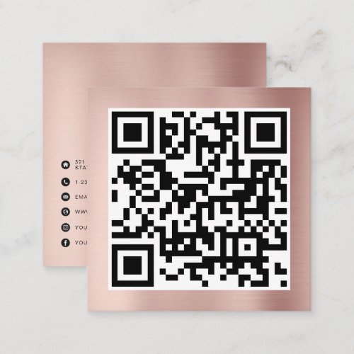 QR Code Modern Minimalist Rose Gold Business Calling Card