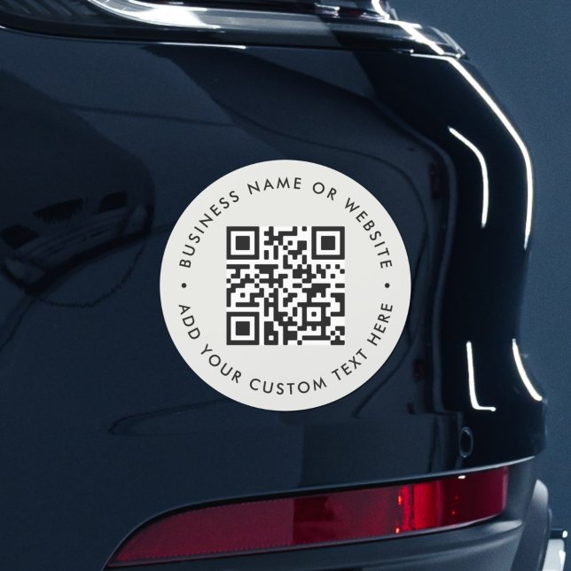 QR Code | Modern Minimalist Simple Gray Scannable Car Magnet (Interactive editable QR code car magnet signs to promote your business, products or services.)