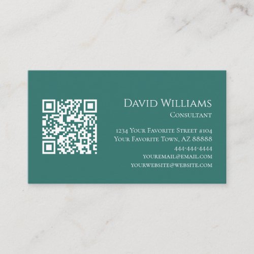 QR code Modern Minimalist Trendy Teal Green Business Card