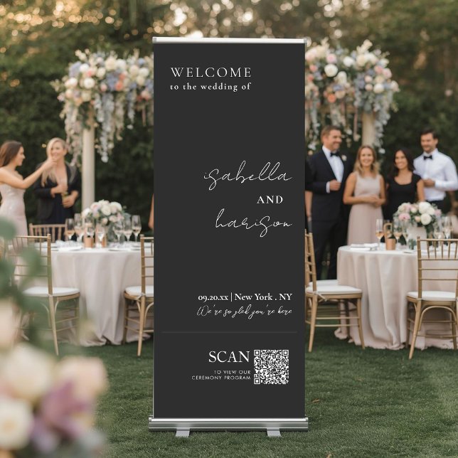 QR Code Modern Minimalist Wedding Welcome Retractable Banner (Creator Uploaded)