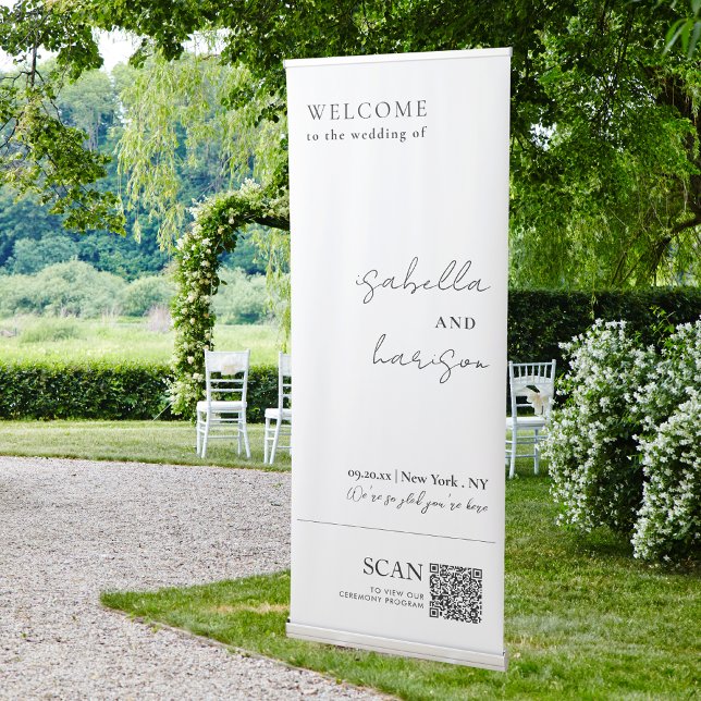 QR Code Modern Minimalist Wedding Welcome Retractable Banner (Creator Uploaded)