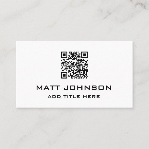 QR Code Modern Minimalist White Business Card
