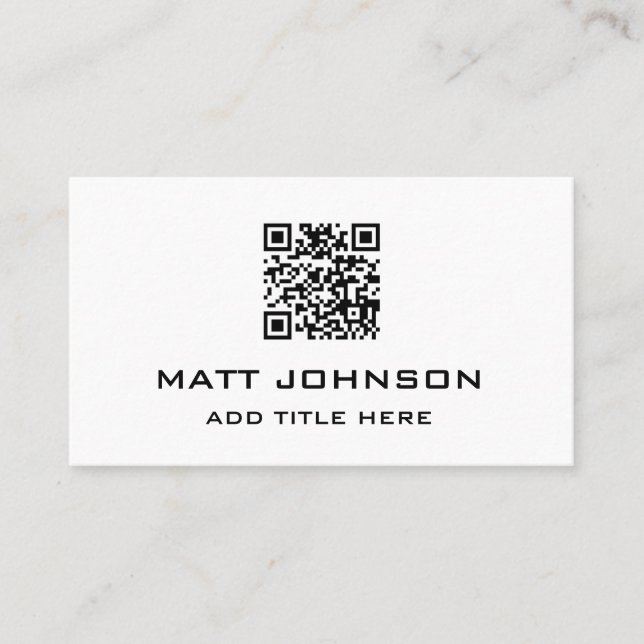 QR Code Modern Minimalist White Business Card (Front)