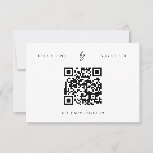 QR Code Modern Minimalist White Wedding RSVP Card