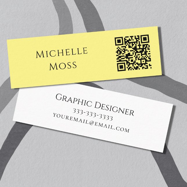 QR code Modern Minimalist Yellow Mini Business Card (Creator Uploaded)