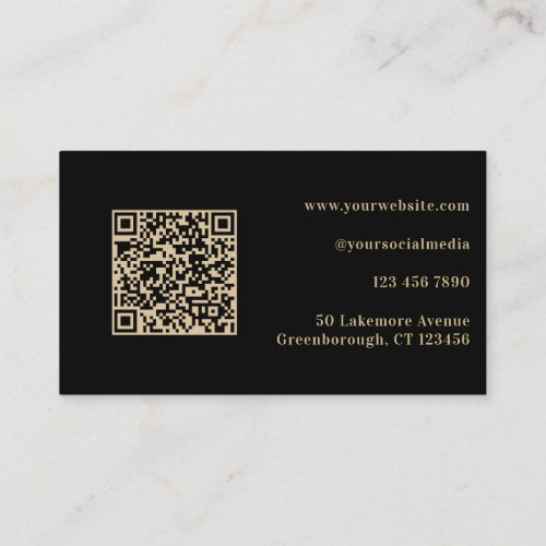QR Code Modern Minimalistic Black Gold Business Card