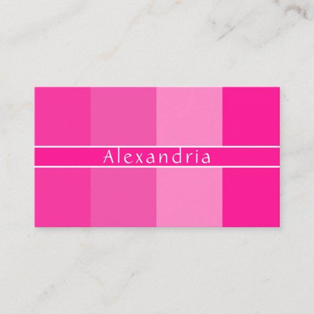 QR Code Modern Name Hot Pink Stripes Business Card (Front)