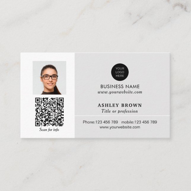QR code modern networking realtor photo Business Card (Front)