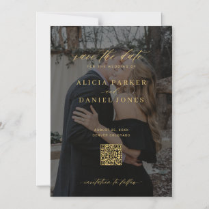 QR code modern photo wedding save the date Magnetic Invitation