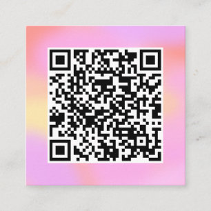 QR Code Modern Pretty Pastel Pink Boho Feminine Square Business Card
