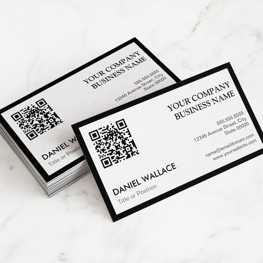 Customizable QR Code - Modern Professional Black White Business Card