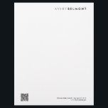 QR Code Modern Professional Minimalist Letterhead<br><div class="desc">Clean minimal design</div>