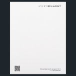 QR Code Modern Professional Minimalist Letterhead<br><div class="desc">Clean minimal design</div>