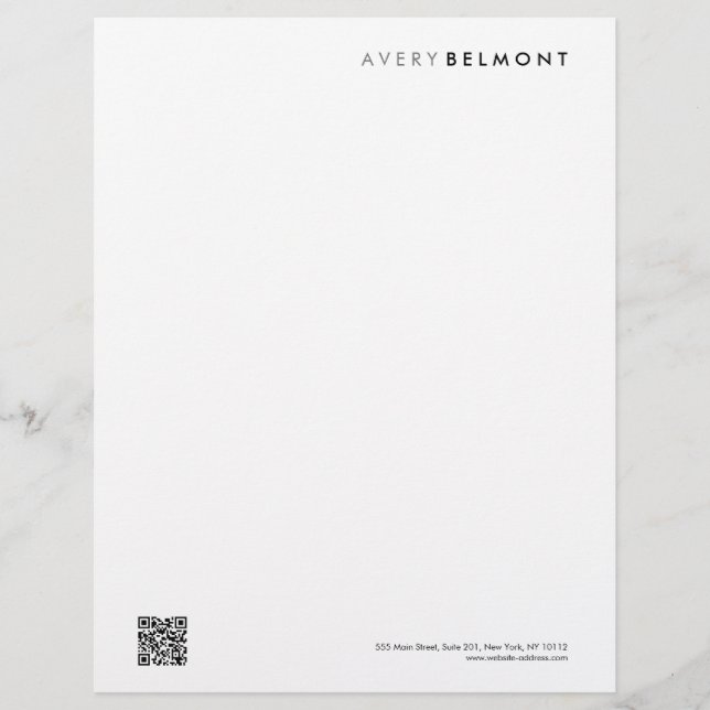 QR Code Modern Professional Minimalist Letterhead (Front)