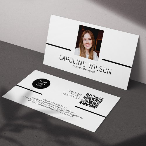 QR CODE modern professional minimalist logo photo Business Card