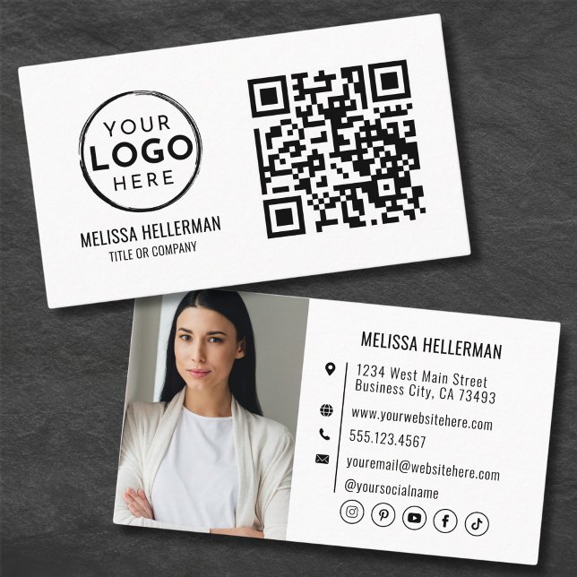 QR Code Modern Professional Photo Your Logo Business Card (QR Code Modern Professional Photo Your Logo Business Card )