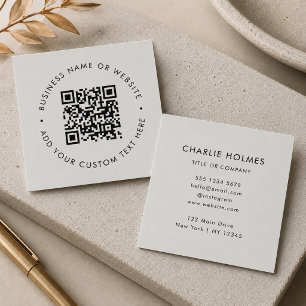 QR Code   Modern Professional Silver Gray Square Business Card