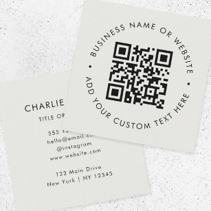 QR Code   Modern Professional Silver Gray Square Business Card