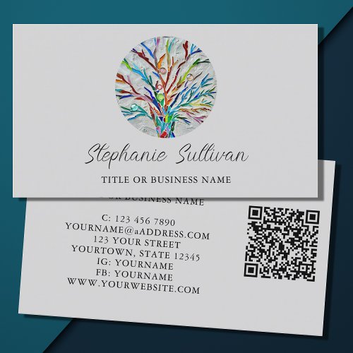 QR Code Modern Professional Tree of Life Business Card