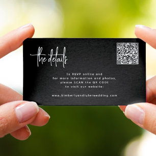 QR CODE modern script RSVP details wedding Enclosure Card