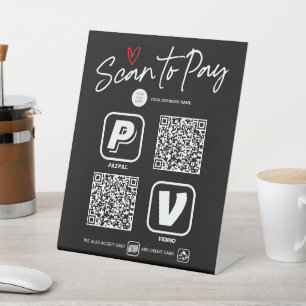 QR Code Modern script Scan to pay cashless sign
