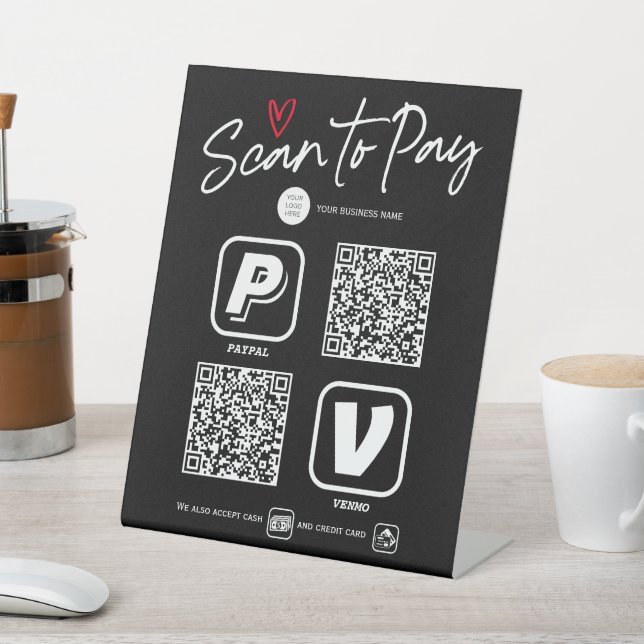 QR Code Modern script Scan to pay cashless sign (In SItu)