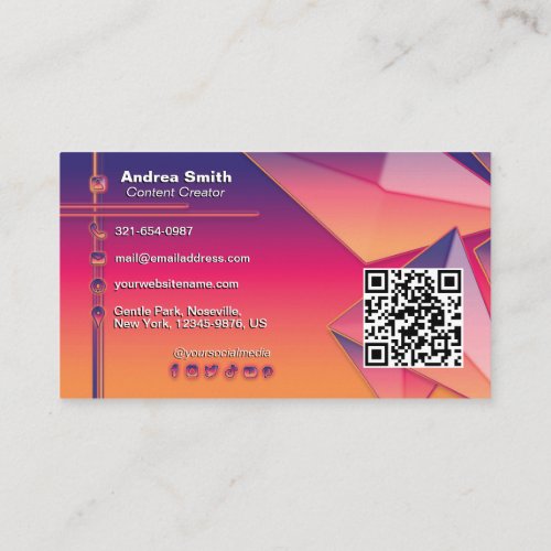 QR Code Modern Shiny Colorful Gradient Tech 3D Art Business Card
