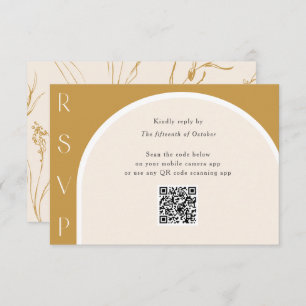 QR code Modern simple arch earth tone wedding  RSV RSVP Card