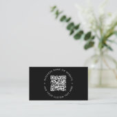 QR Code | Modern Stylish Black Professional Business Card (Standing Front)