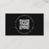 QR Code | Modern Stylish Black Professional Business Card (Front)