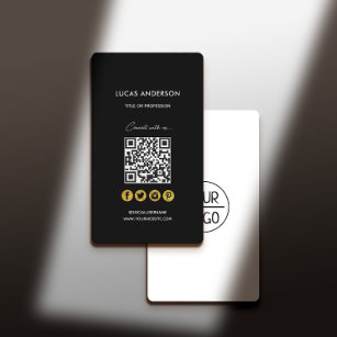 QR code modern stylish gold scannable networking B Business Card