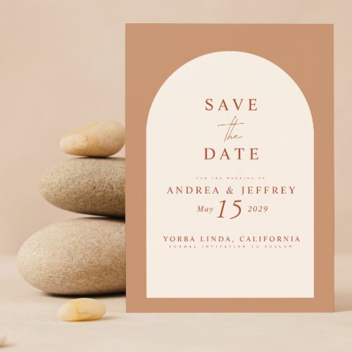 QR Code Modern Terracotta Arch Photo Save The Date