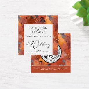 QR Code Modern Terracotta Boho Wedding Invitation