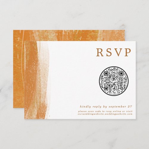 QR Code Modern Terracotta Gold Foil Wedding RSVP