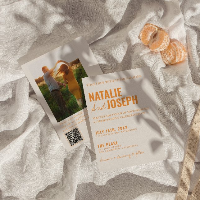 QR Code Modern Traditional Colorful Photo Wedding Invitation (Creator Uploaded)