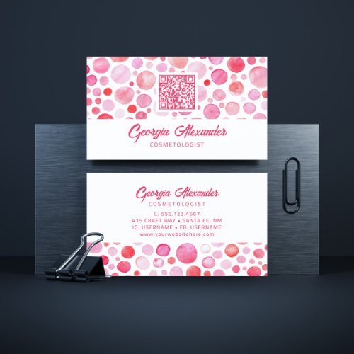 QR Code Modern Trendy Abstract Cosmetologist Business Card