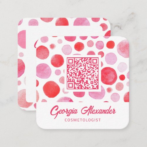 QR Code Modern Trendy Abstract Cosmetologist Square Business Card