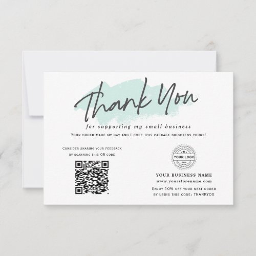 QR code Modern trendy networking small business Thank You Card