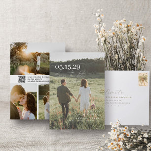 QR Code Modern Typography Elegant Overlay 4 Photo Save The Date