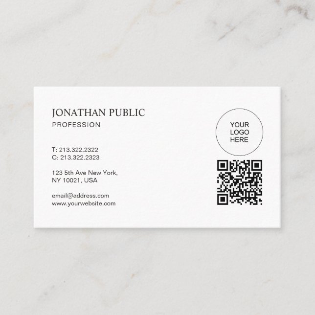 QR Code Modern Upload Your Logo Professional Business Card (Front)
