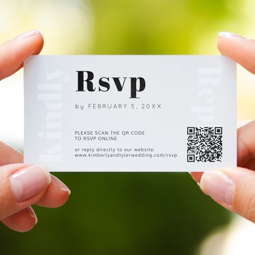 QR CODE modern wedding website online rsvp Enclosure Card