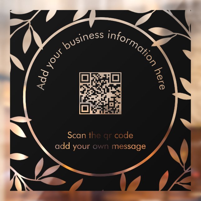 Qr code Modern Wreath black white Window Cling (Sheet 2)