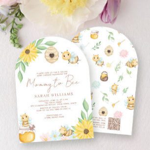 QR Code Mommy to Bee Gender Neutral Baby Shower Invitation