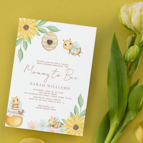 QR Code Mommy to Bee Gender Neutral Baby Shower Invitation