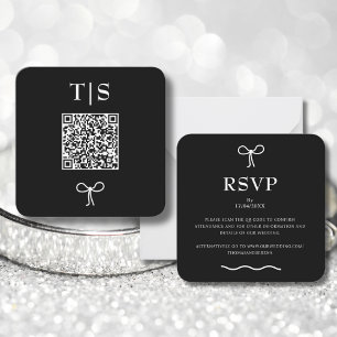 QR Code Monochrome Black White Website Wedding Note Card