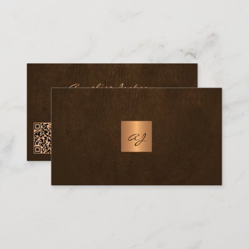 QR code monogrammed unique modern Business Card