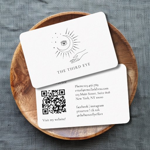 Customizable QR Code- Moon Eye Yoga Reiki Wellness  Business Card