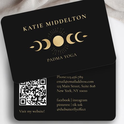 Customizable QR Code- Moon Yoga Reiki Wellness Business Card