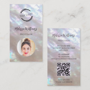QR Code Mother-of-pearl Shimmering Business Card