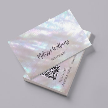 Qr Code | Mother-of-pearl Shimmering Business Card by NinaBaydur at Zazzle